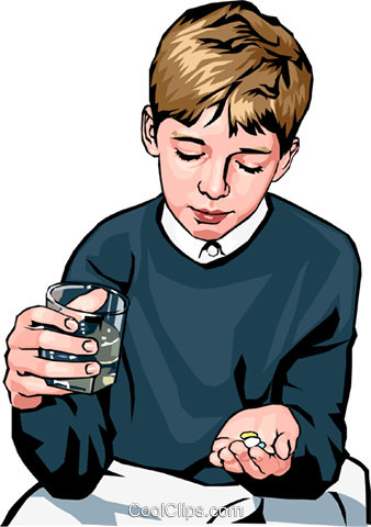 Boy Taking Pills - Boy Taking A Pill (338x480)