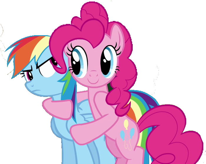 Hoof Around Neck, Hug, Lesbian, Pinkiedash, Pinkie - Pinkie Pie Hug Rainbow Dash (705x611)