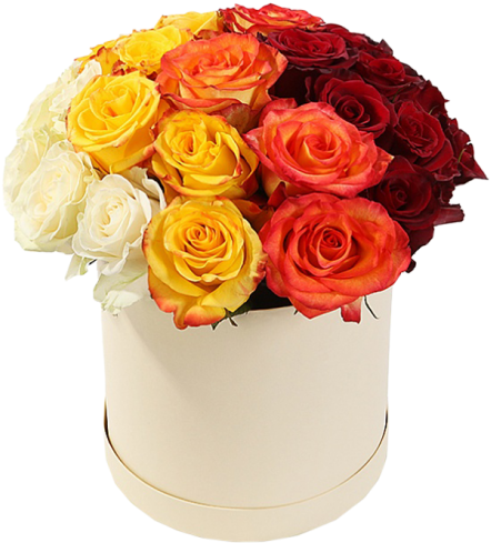 Микс Из Роз "радуга Счастья" - Цветы В Коробке Москва Недорого (500x500)