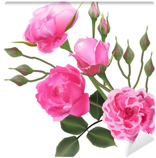 Four Light Pink Roses And Lot Of Buds Wall Mural • - Rose (400x400)