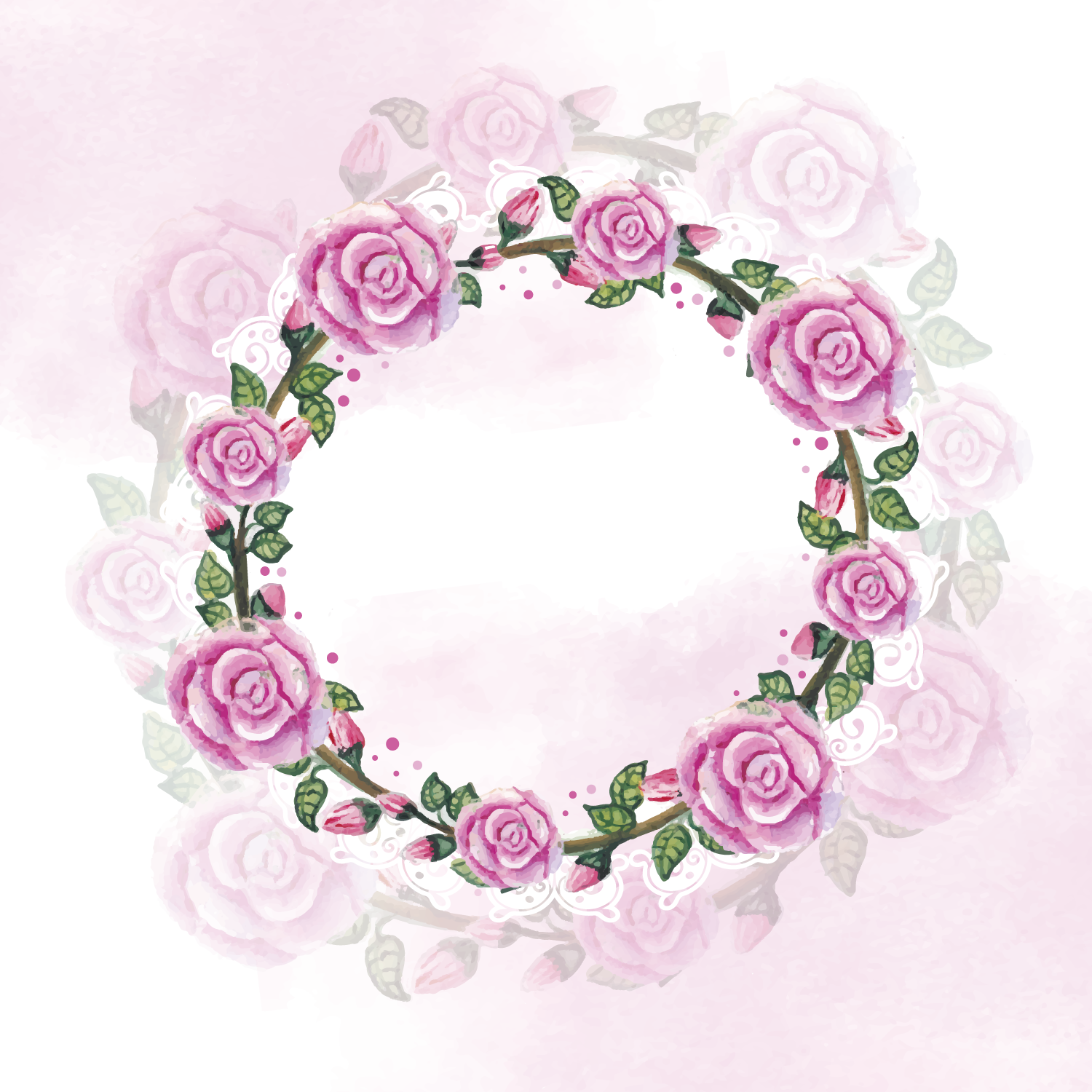 Watercolor Painting Wreath Clip Art - Floribunda (1500x1500)
