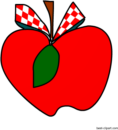 Apple With A Ribbon Clip Art - Clip Art (450x450)