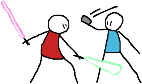 Saber Vs Gun By Da-swoozie - Illustration (900x563)