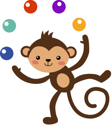 Juggling Monkey Kids Sticker - Wandtattoo Affe Kinder (374x416)