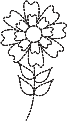 Aster Flower Natural Petal Leaves Stem - Line Art (550x550)