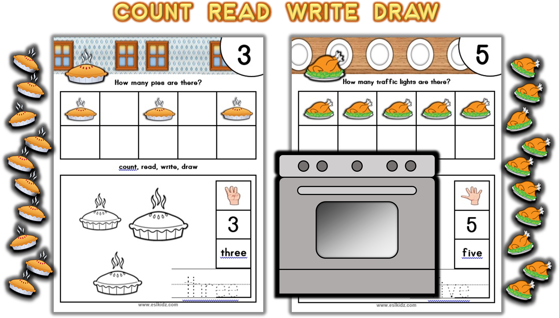 Thanksgiving Number Counting Activities Recognising - Number (2013x1128)