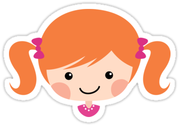 Elegant Cute Cartoon Png Cute Cartoon Girl With Red - Cartoon Little Girl With Pigtails (375x360)