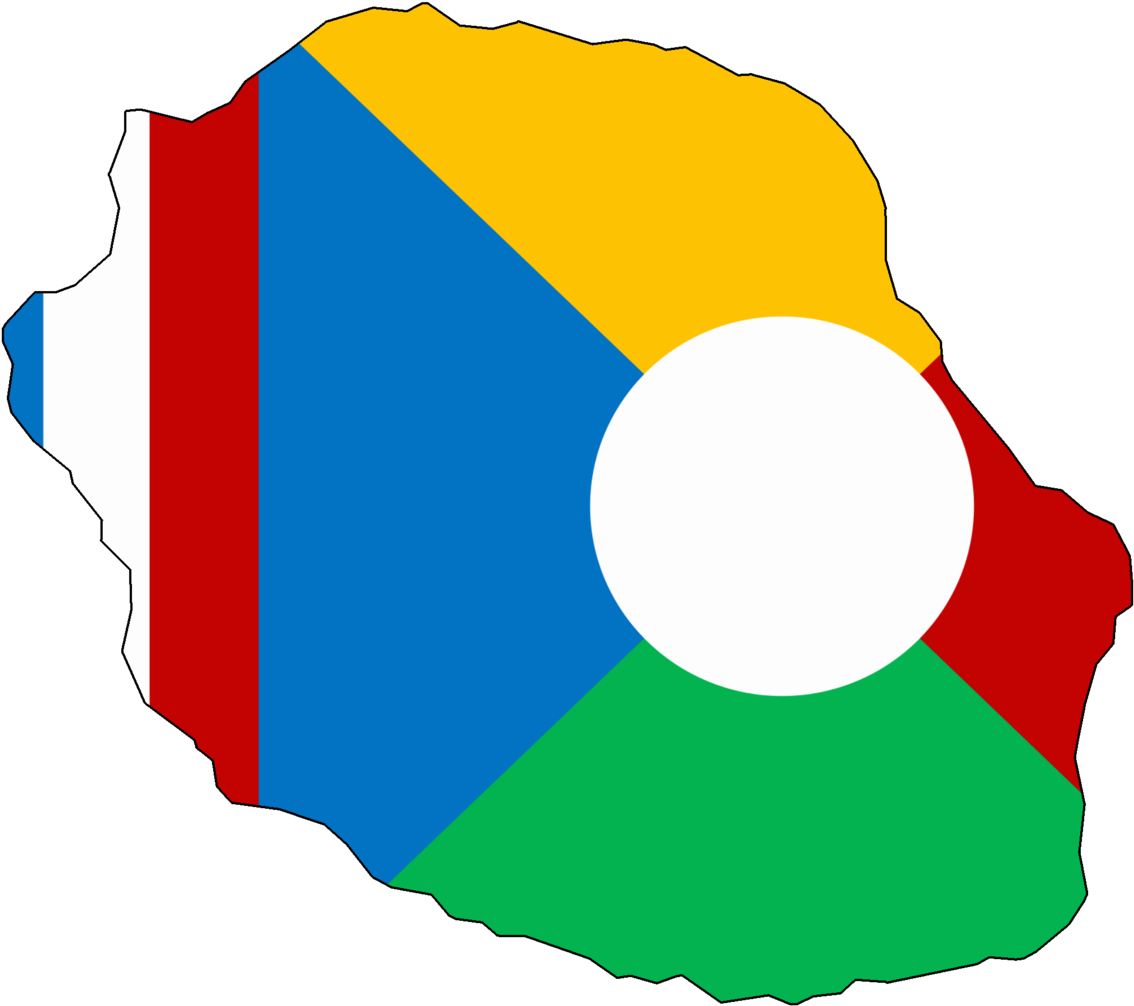 Flag Map Of Réunion - Reunion Map Flag Wikimedia (1155x1024)