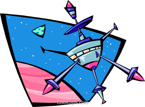 Satellite In Orbit Royalty Free Vector Clip Art Illustration - Earth (480x352)