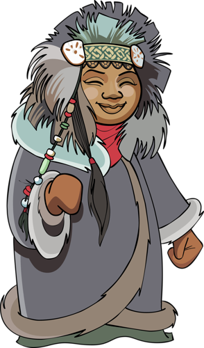 Cartoon Man With A Woman Of The Far North In The National - Cartoon (294x500)