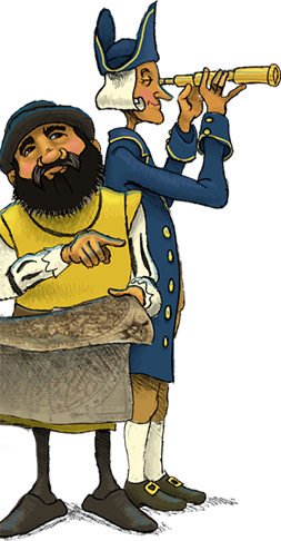 Ferdinand Magellan And James Cook Cartoon - Age Of Exploration Cartoon (253x486)