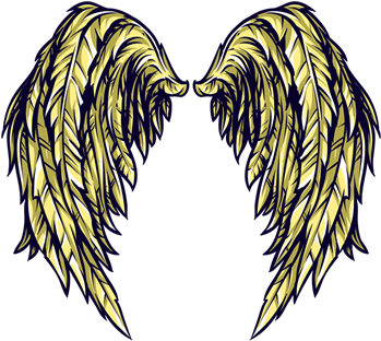 Pin Gold Angel Wings Clip Art - Rainbow Angel Wings Png (350x350)