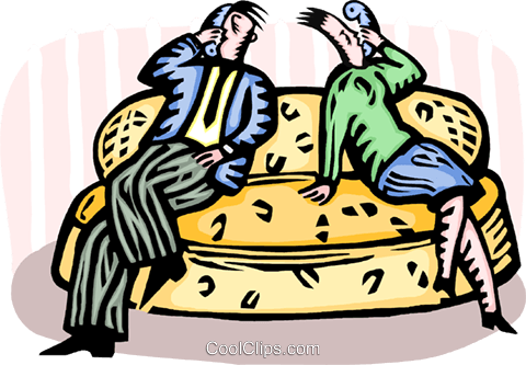 Couple On The Couch Talking On The Phone Royalty Free - Cartoon (480x333)