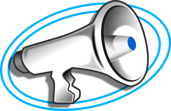 Megaphone With Blue Double Oval Clip Art At Clker - Dar A Conocer La Empresa (600x390)