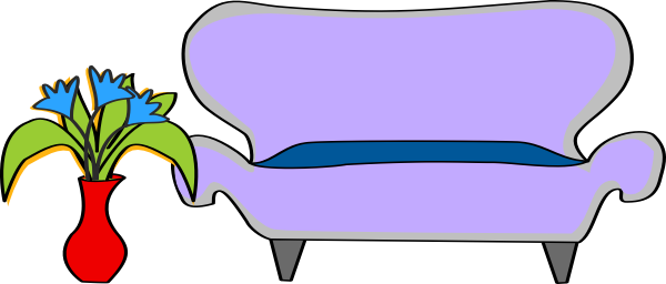 Sofa With Plant Clip Art At Clkercom Vector Online - Couch Clipart (600x256)