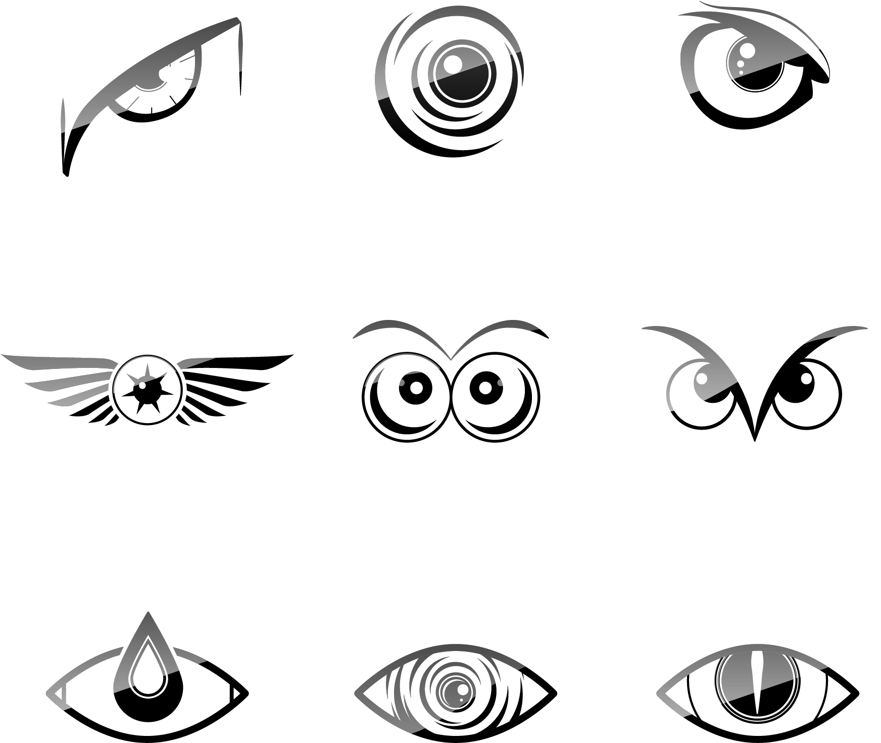 Vector Black Owl Eyes Nine - Owl Eyes Vector (2862x2796)