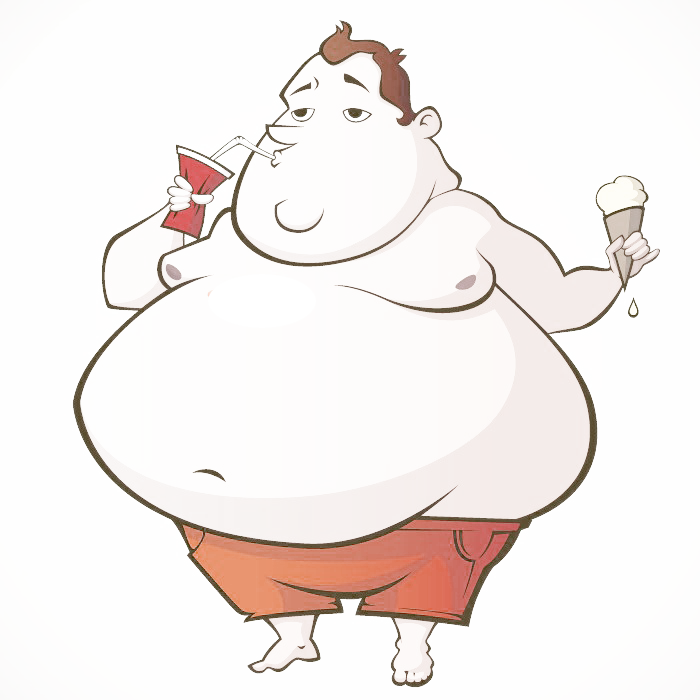 Fat Obesity Food - Fat Man Vector (700x700)