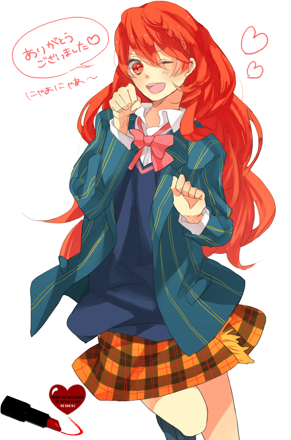 Red Haired Girl Render By Cherish Romance - Anime Ginger Girl Transparent (650x887)