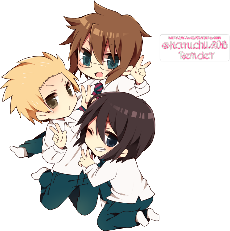 Danshi Koukousei No Nichijou Render By Haru030500 - Daily Life Of High School Boys Fanart (765x749)