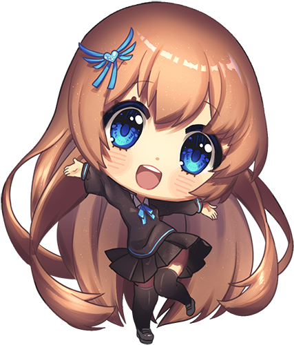 Anime Chibi Girl With Brown Hair And Blue Eyes Download - Chibi Anime Girl  Transparent Background - (500x568) Png Clipart Download