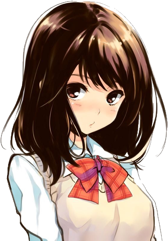 Anime - ) - Short Brown Haired Anime Girl (613x866)