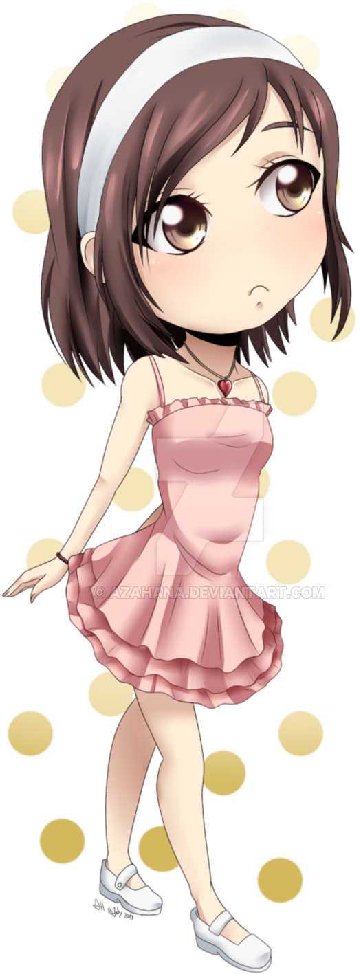 Random Chibi Girl By Azahana Random Chibi Girl By Azahana - Cute Chibi Girl With Short Brown Hair (900x1487)