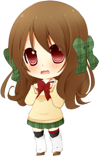 Free Chibi Girl With Brown Hair - Chibi Girl With Wavy Hair (355x540)
