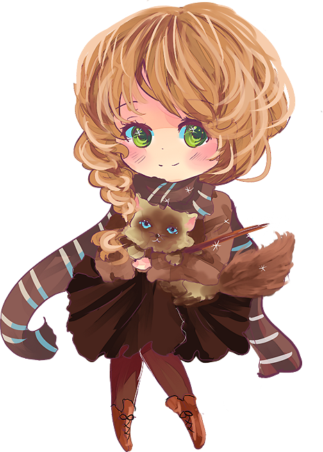 Anime Girl With Brown Hair And Green Eyes Tumblr Download - Anime Chibi Cute Png (465x649)