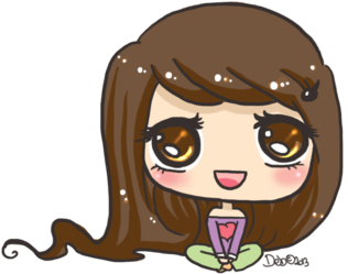Chibi Girl With Brown Hair - Chibi (400x333)