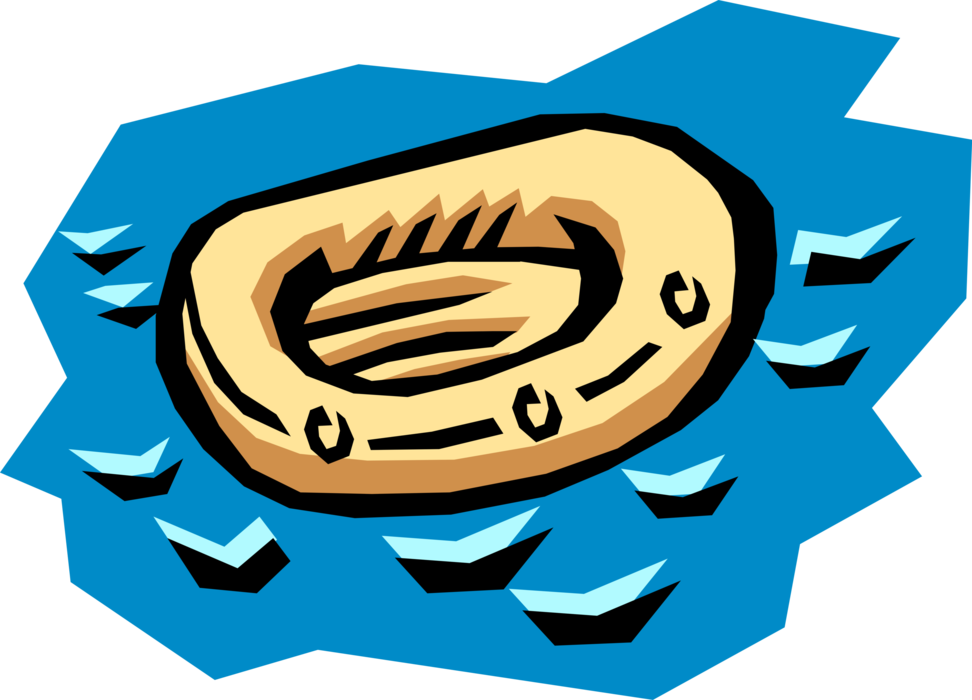 Vector Illustration Of Inflatable Liferaft Flotation - Raft Clip Art (972x700)