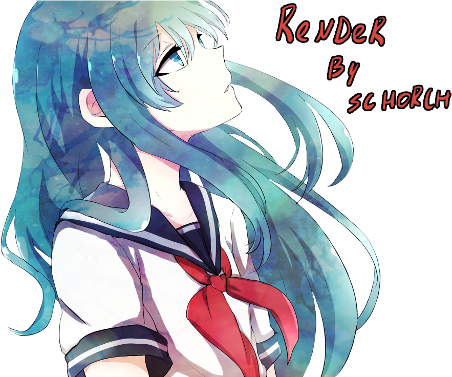 Blue Hair Anime Girl Render By Schorch2812 - Anime Girl Render Blue (1000x735)