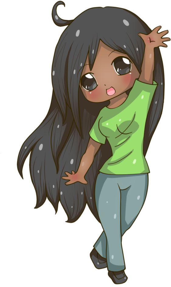 Chibi Girl With Brown Hair For Kids - Anime Chibi Black Girls (763x1047)