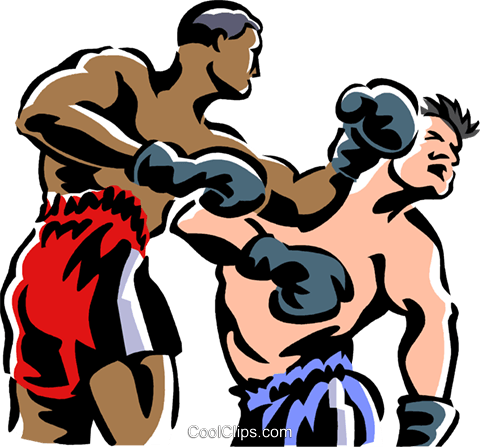 Boxers Fighting Royalty Free Vector Clip Art Illustration - Boxing Clipart Png (480x447)