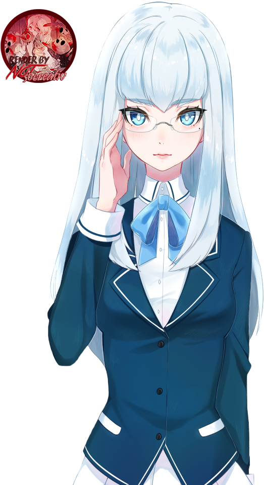 Anime Signature Background Download - School Girl With Glasses Anime (706x1000)