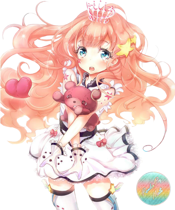 Free Anime Girl Teddy Bear - صور بنات انمي شعر وردي (600x734)