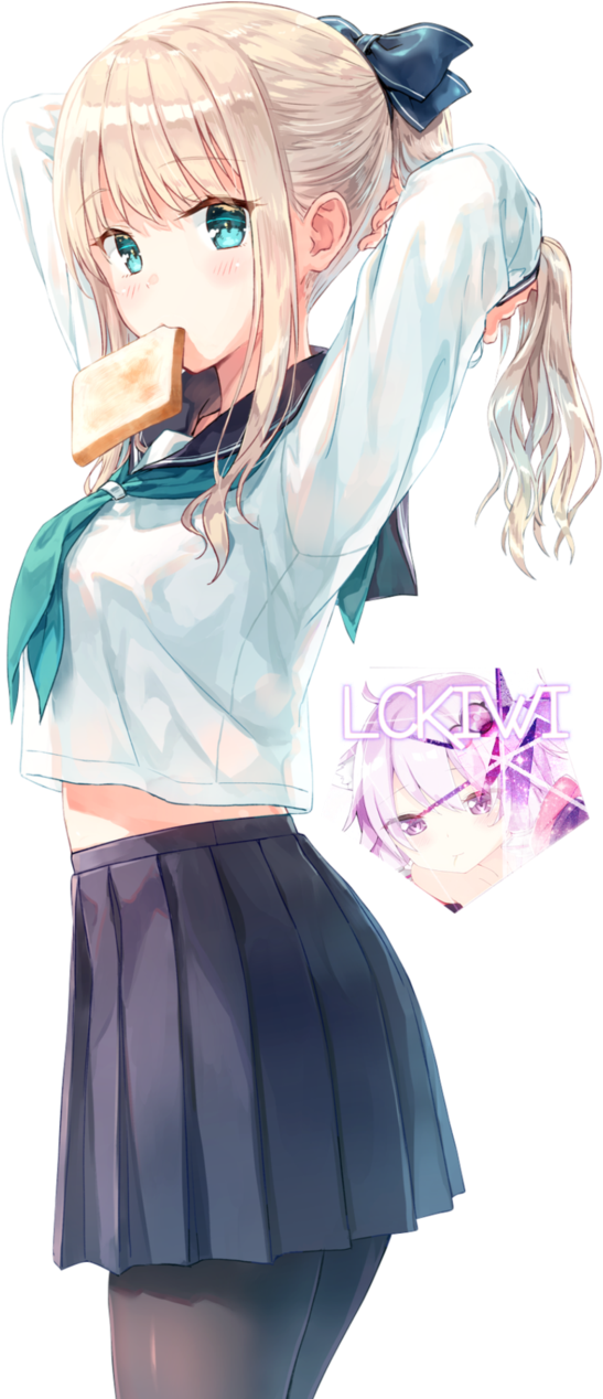 Non-anime] Anime Girl Renderlckiwi On Deviantart - Cute Anime School Girl (631x1267)