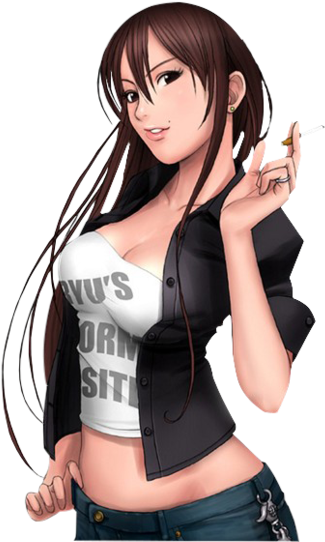 Free Cartoon Girl Smoking Weed - Anime Girl Smoking Png (400x614)