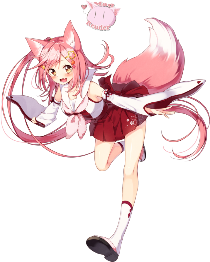 Anime Fox Girl Render - Cartoon (756x1057)