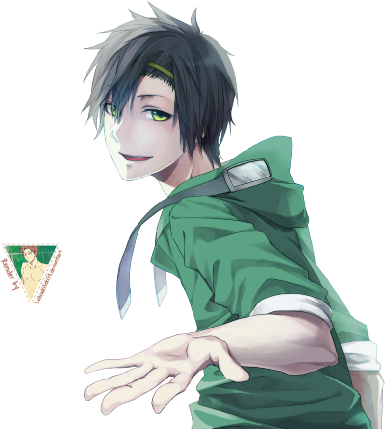 Render 24 By Lulusaki-seki59 - Hot Anime Guy With Black Hair And Green Eyes (906x882)