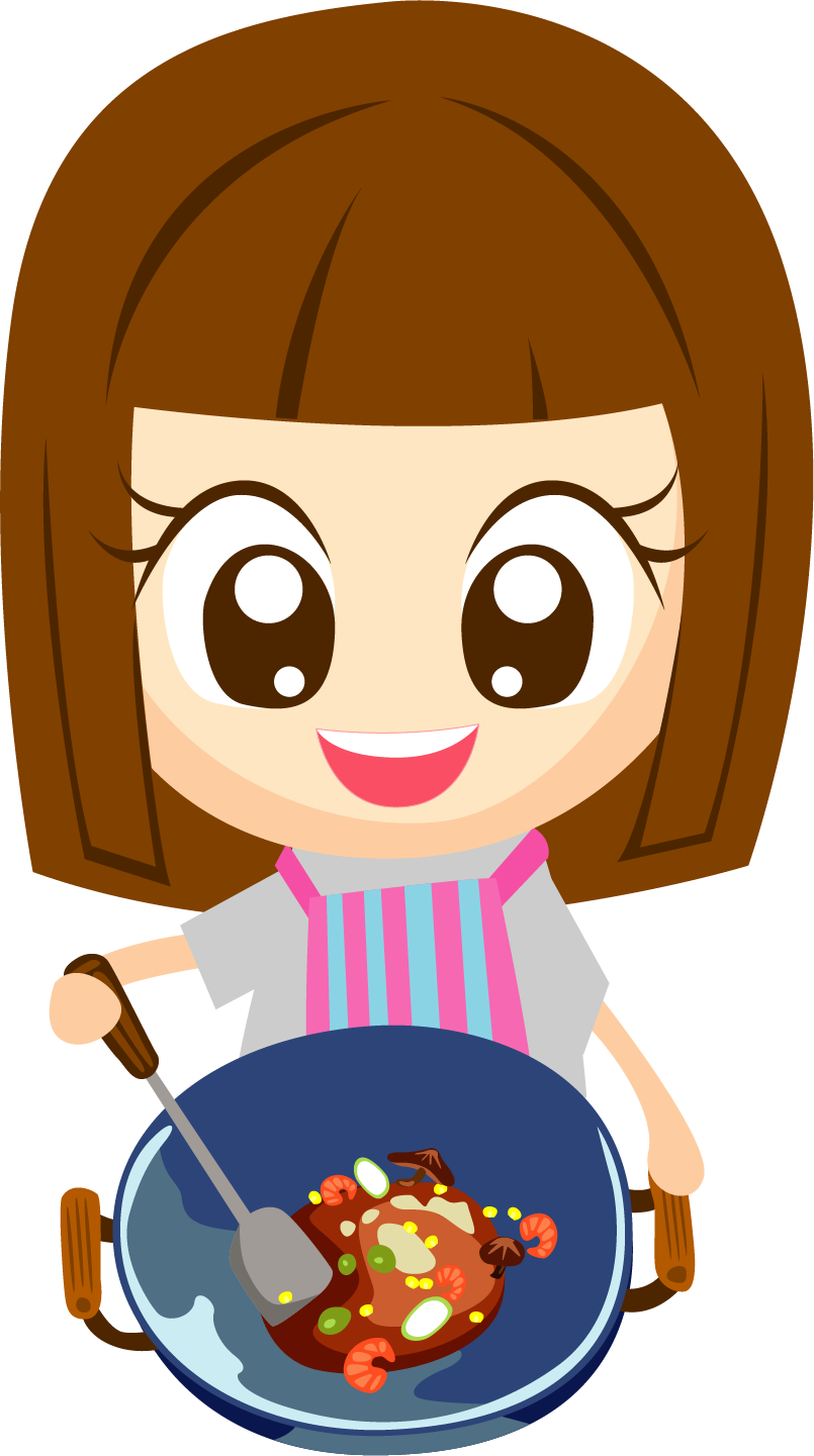Cooking Cartoon Illustration - Girl Cooking Cartoon (805x1441)