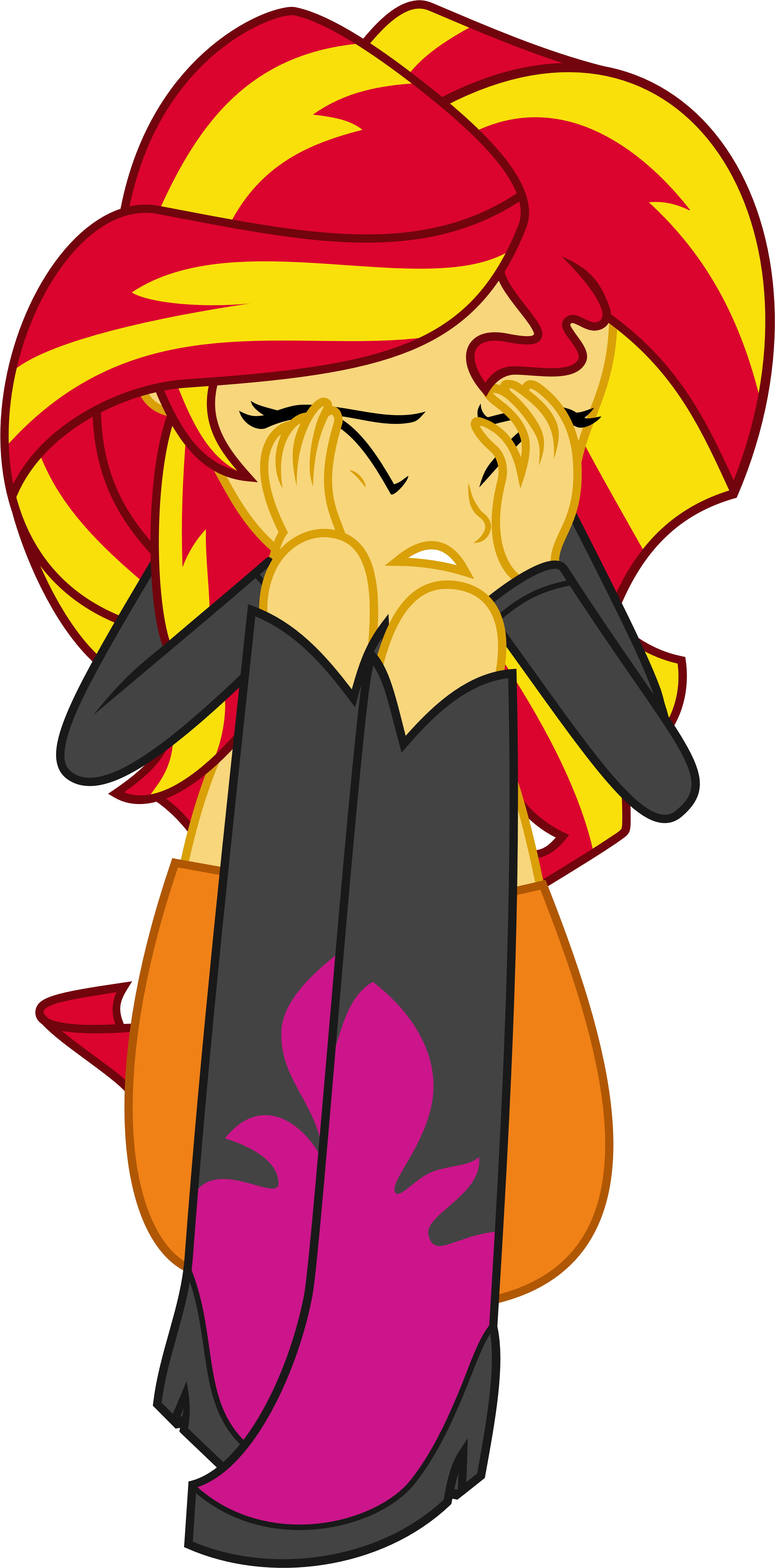 Sunset Shimmer In Rain My Little Pony Equestria Girl - Sad Sunset Shimmer Vector (3600x7000)
