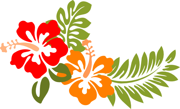Hawaii Clipart Orange Hibiscus - Hibiscus Stencil (600x364)