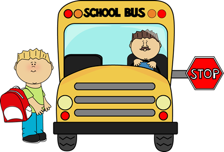 Child Getting On A School Bus Clip Art Transparent - Waiting For School Bus Clipart (450x305)