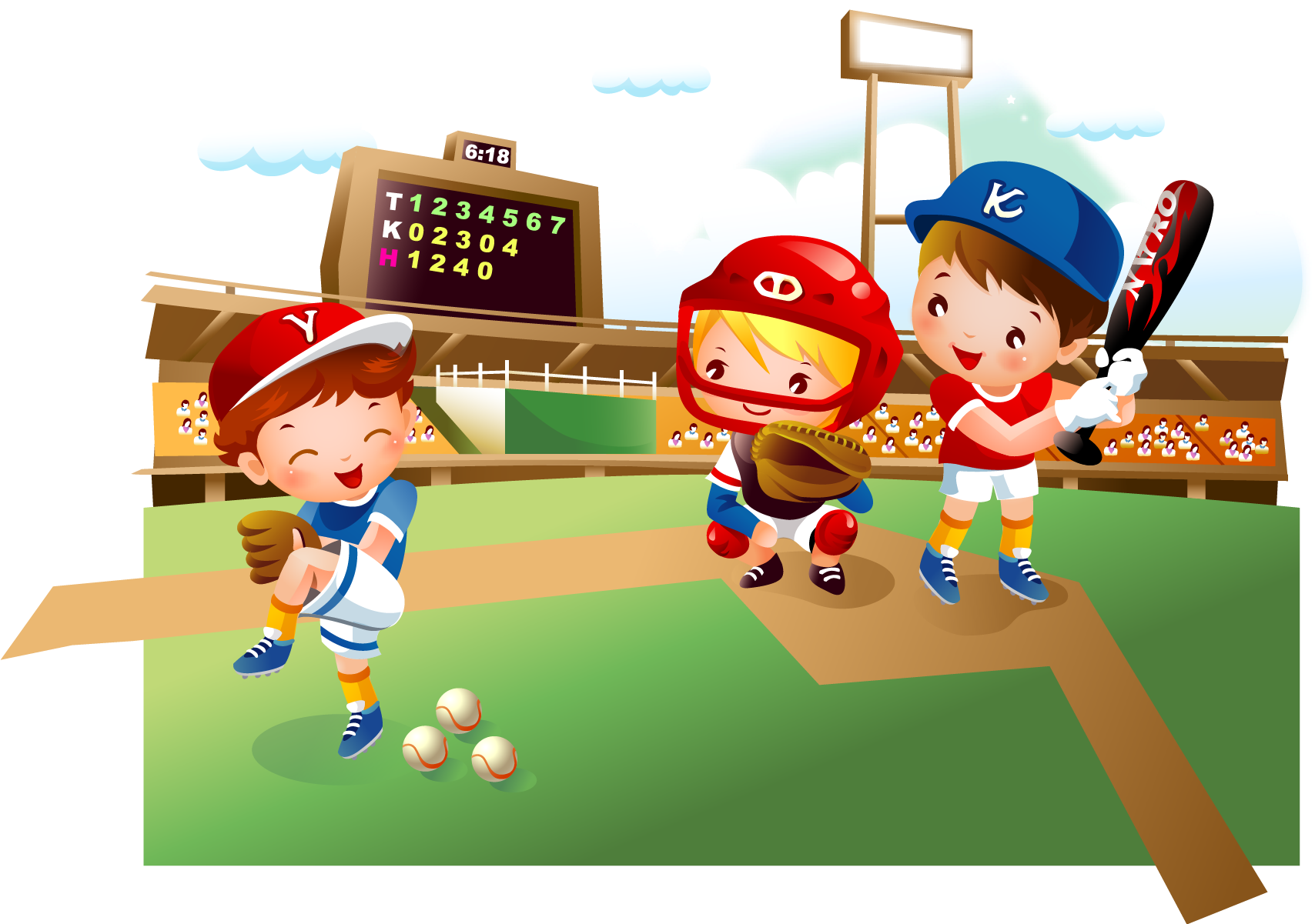 Baseball Field Cartoon Child - Cartoons Baseball Backgrounds (1766x1269)