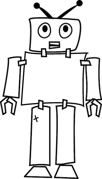 Ai Inspired Knitting For Geeks - Outline Picture Of Robot (343x600)