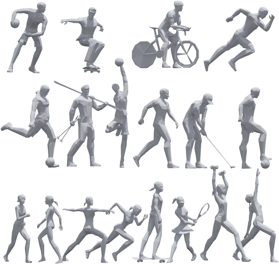 3 Low Poly Sport Pose Pack Royalty-free 3d Model - Low Poly (920x920)