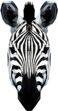 Low Poly Zebra Illustration - Wild Animal Trackers: Footprint Reading Library (500x449)