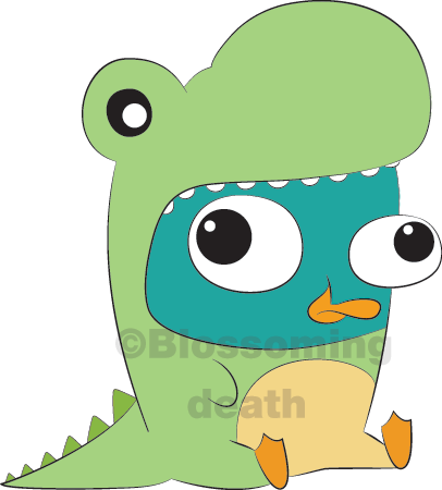 Baby Dino Perry By Blossomingdeath - Cartoon (406x450)