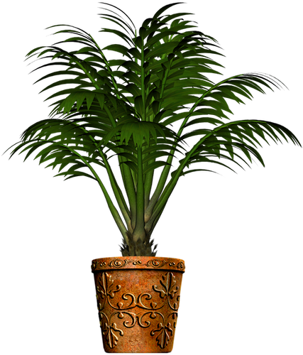 P - Palm Plant Pot Png (448x512)