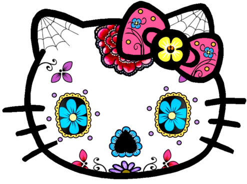Hello Kitty Sugar Skull Sticker Decal - Hello Kitty Sugar Skull (500x421)